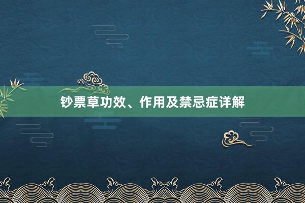 钞票草功效、作用及禁忌症详解